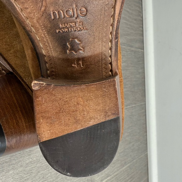 MAJE Farwest Suede Cowboy Boots Size 41 10.5 Tan Camel 70s Western Ankle Booties - Picture 15 of 16